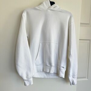 TNA Aritzia Cozy Fleece Hoodie Perfect Fit White Pullover Small Sweatshirt